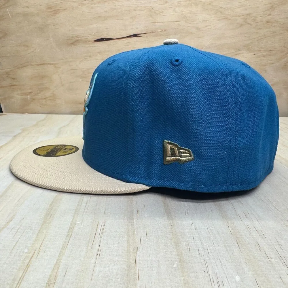 NEW Chicago Bulls New Era 59Fifty Fitted Hat Cap Colorpack Blue Cream Sz 7 3/4